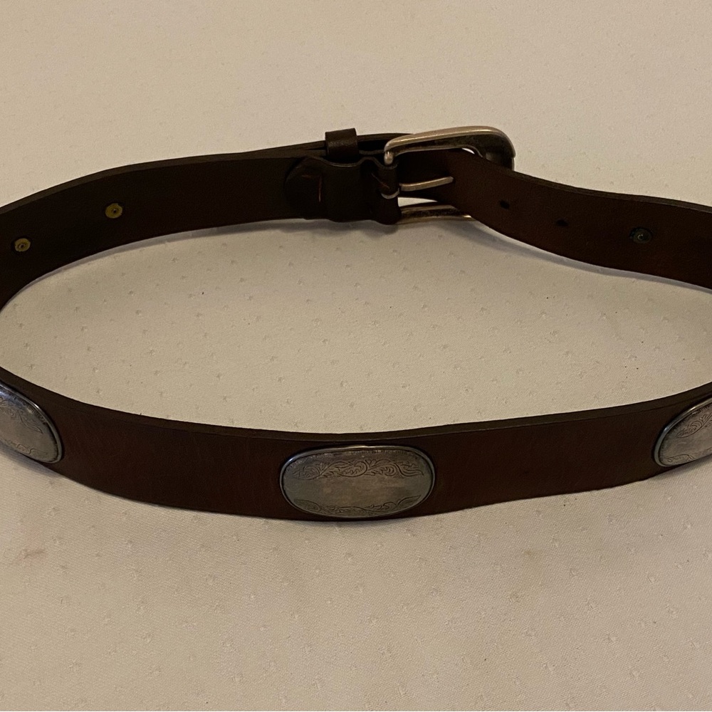 Vintage Patricia Green Brown Leather with Silver Conchos. - Picture 4 of 6